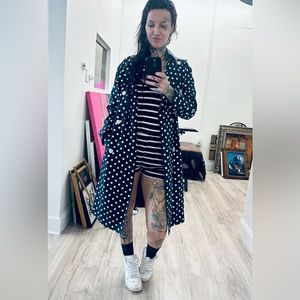 Ralph Lauren black white polka dot coat S